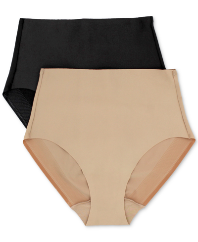 Shop Miraclesuit Women's 2-pk. Light Shaping Waistline Briefs 2534p In Black With Beige