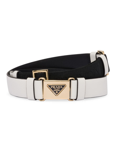 Shop Prada Women's Leather Belt In White