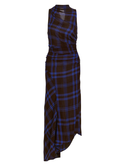 Shop A.l.c Women's Iggy Plaid Ruched Maxi Dress In Brown Royal