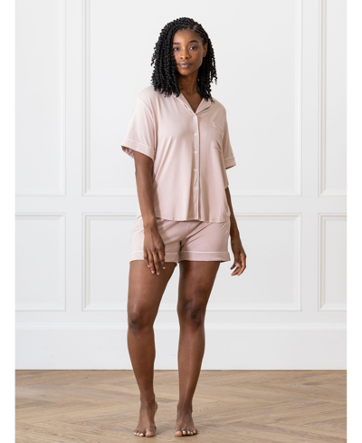 Shop Cozy Earth Women's Short Sleeve Stretch-knit Viscose From Bamboo Pajama Set In Blush