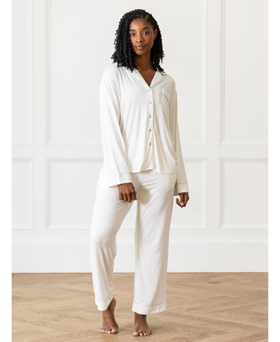 Shop Cozy Earth Women's Long Sleeve Stretch-knit Viscose From Bamboo Pajama Set In Ivory