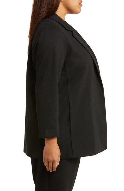 Shop Eileen Fisher Open Front Longline Ponte Knit Blazer In Black