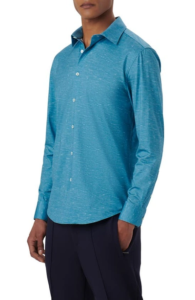 Bugatchi James Ooohcotton® Mélange Print Button-up Shirt In Peacock