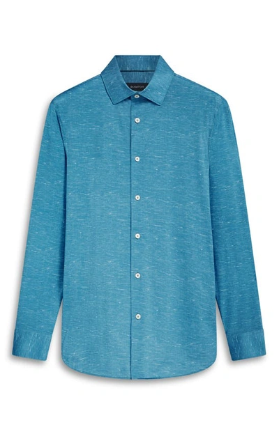 Bugatchi James Ooohcotton® Mélange Print Button-up Shirt In Peacock
