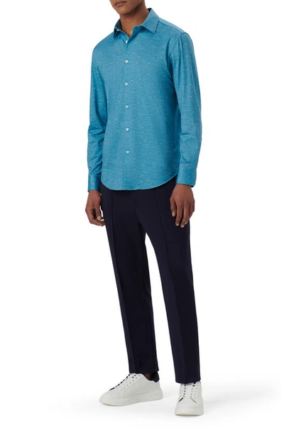 Bugatchi James Ooohcotton® Mélange Print Button-up Shirt In Peacock