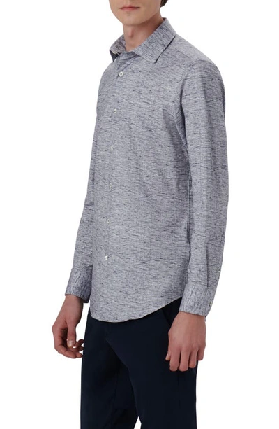 Bugatchi James Ooohcotton® Mélange Print Button-up Shirt In Navy