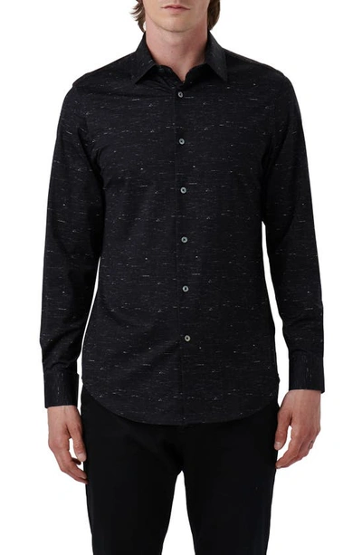 Shop Bugatchi James Ooohcotton® Mélange Print Button-up Shirt In Black