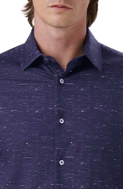 Shop Bugatchi James Ooohcotton® Mélange Print Button-up Shirt In Midnight