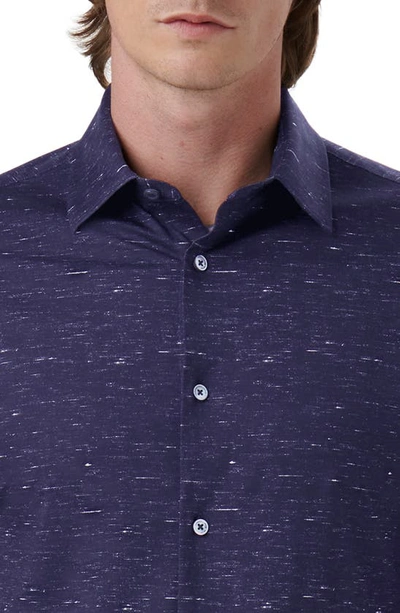Bugatchi James Ooohcotton® Mélange Print Button-up Shirt In Midnight