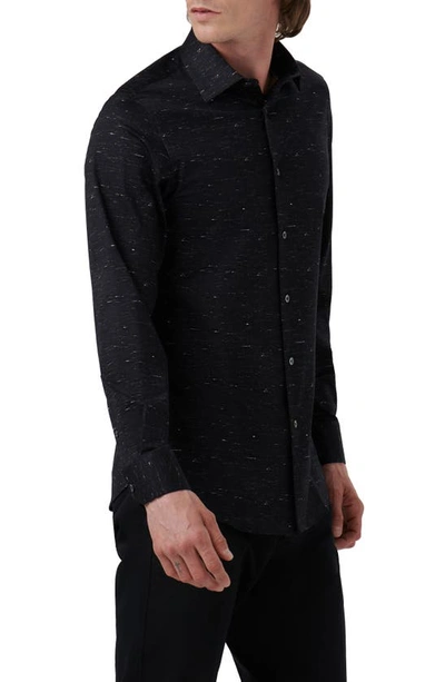 Shop Bugatchi James Ooohcotton® Mélange Print Button-up Shirt In Black