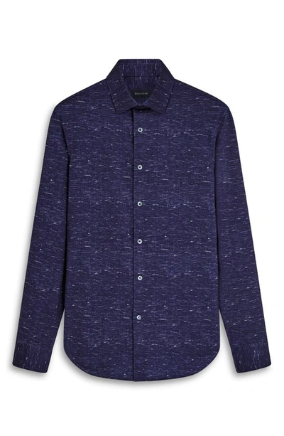 Shop Bugatchi James Ooohcotton® Mélange Print Button-up Shirt In Midnight