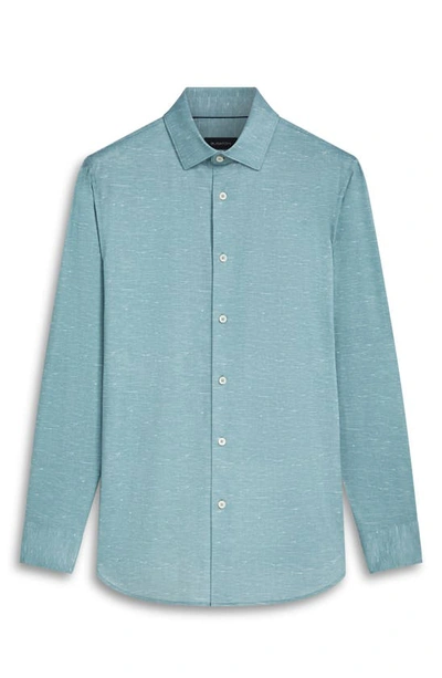 Shop Bugatchi James Ooohcotton® Mélange Print Button-up Shirt In Jade