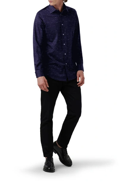 Shop Bugatchi James Ooohcotton® Mélange Print Button-up Shirt In Midnight