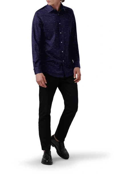 Bugatchi James Ooohcotton® Mélange Print Button-up Shirt In Midnight