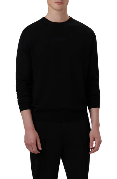 Shop Bugatchi Merino Wool Crewneck Sweater In Caviar