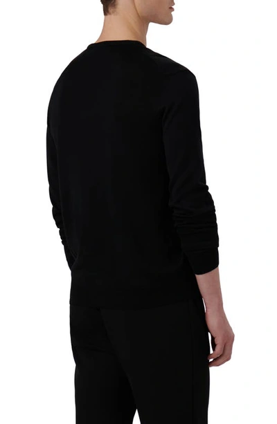 Bugatchi Merino Wool Crewneck Sweater In Caviar