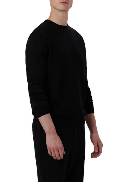 Shop Bugatchi Merino Wool Crewneck Sweater In Caviar