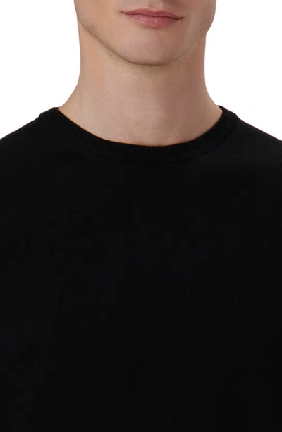 Shop Bugatchi Merino Wool Crewneck Sweater In Caviar