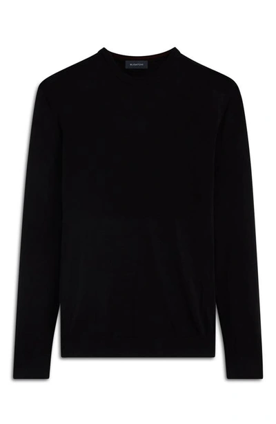 Shop Bugatchi Merino Wool Crewneck Sweater In Caviar