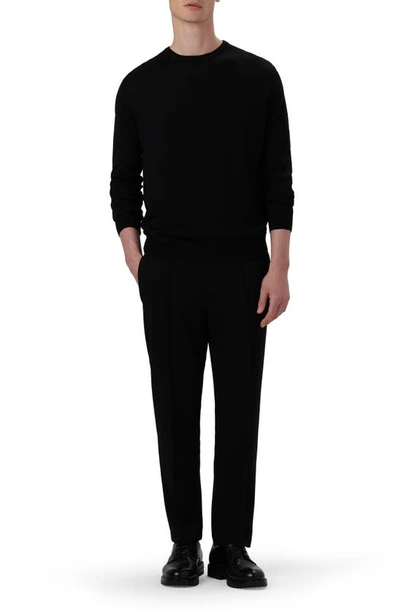 Shop Bugatchi Merino Wool Crewneck Sweater In Caviar