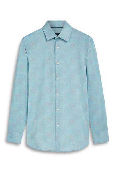 Bugatchi James Ooohcotton® Mélange Button-up Shirt In Jade