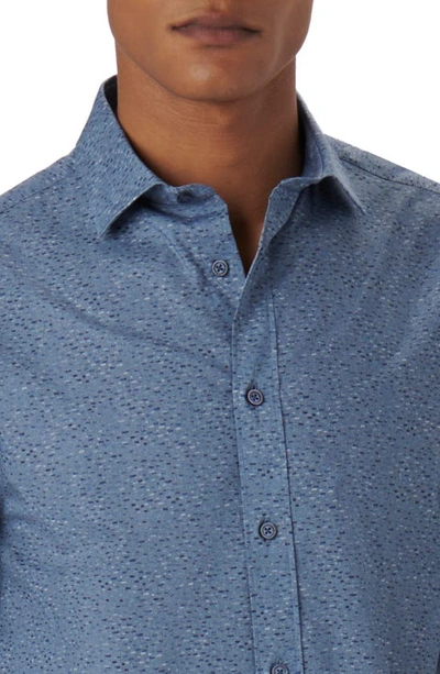 Bugatchi Axel Stria Print Stretch Cotton Button-up Shirt In Dusty-blue