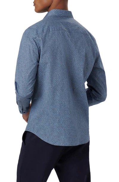 Bugatchi Axel Stria Print Stretch Cotton Button-up Shirt In Dusty-blue