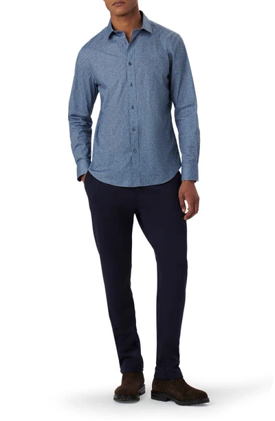 Bugatchi Axel Stria Print Stretch Cotton Button-up Shirt In Dusty-blue