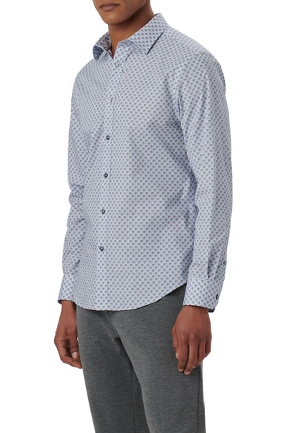 Bugatchi Julian Shaped Fit Abstract Dot Print Button-up Shirt In Air-blue