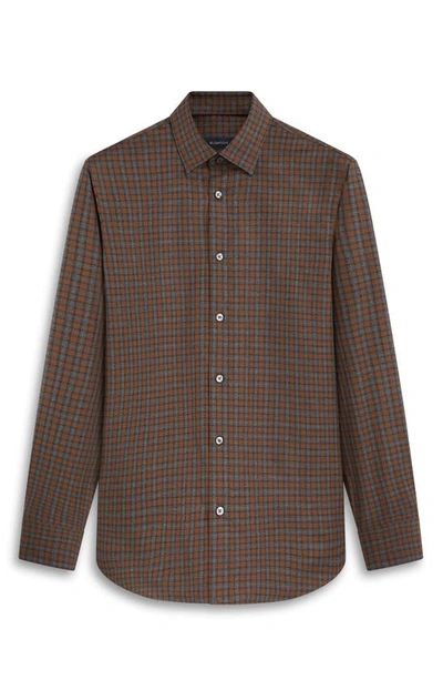 Bugatchi Karl Check Button-up Shirt In Chestnut