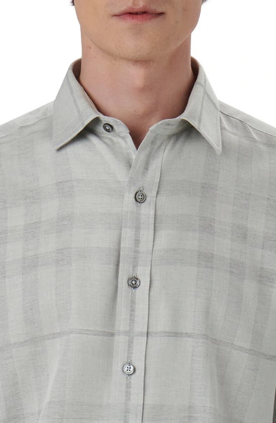 Bugatchi Julian Plaid Shaped Fit Stretch Cotton Button-up Shirt In Cement