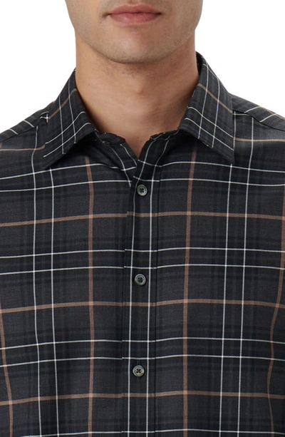 Shop Bugatchi Julian Plaid Print Cotton Button-up Shirt In Black