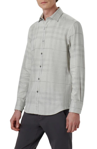 Bugatchi Julian Plaid Shaped Fit Stretch Cotton Button-up Shirt In Cement