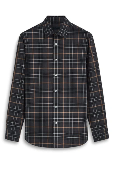 Shop Bugatchi Julian Plaid Print Cotton Button-up Shirt In Black