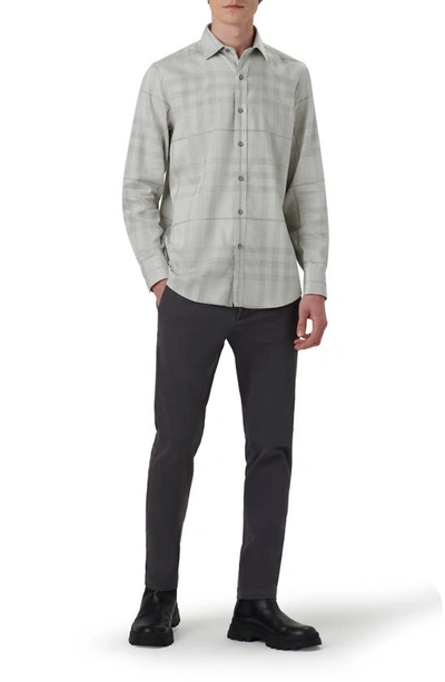 Bugatchi Julian Plaid Shaped Fit Stretch Cotton Button-up Shirt In Cement
