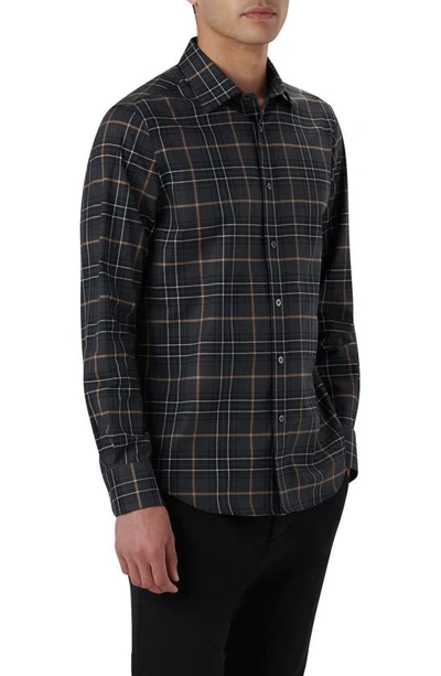 Shop Bugatchi Julian Plaid Print Cotton Button-up Shirt In Black