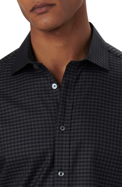 Shop Bugatchi Axel Shaped Fit Gingham Stretch Cotton Button-up Shirt In Black