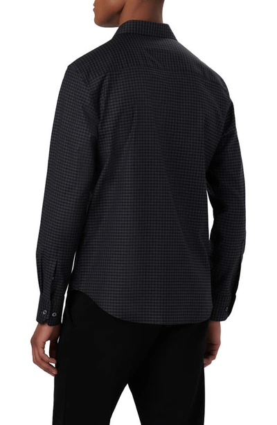 Shop Bugatchi Axel Shaped Fit Gingham Stretch Cotton Button-up Shirt In Black