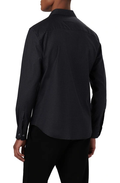 Bugatchi Axel Shaped Fit Gingham Stretch Cotton Button-up Shirt In Black