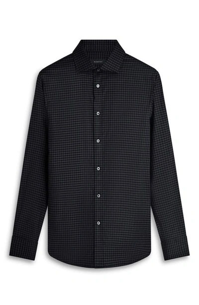 Shop Bugatchi Axel Shaped Fit Gingham Stretch Cotton Button-up Shirt In Black