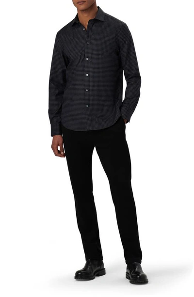 Shop Bugatchi Axel Shaped Fit Gingham Stretch Cotton Button-up Shirt In Black