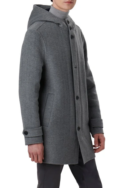Shop Bugatchi Water Resistant Wool & Cashmere Hooded Duffle Coat In Cement