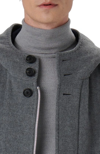 Shop Bugatchi Water Resistant Wool & Cashmere Hooded Duffle Coat In Cement