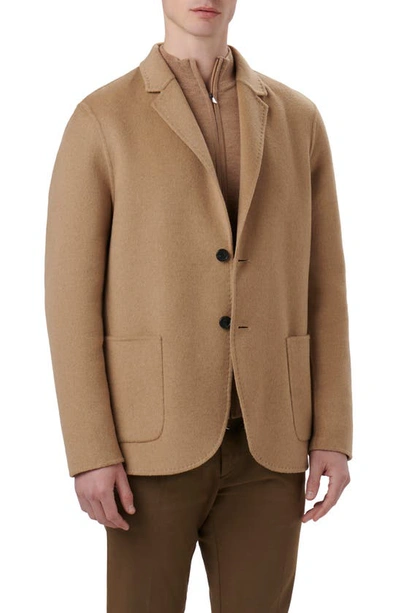 Shop Bugatchi Wool Blend Double Button Blazer In Camel