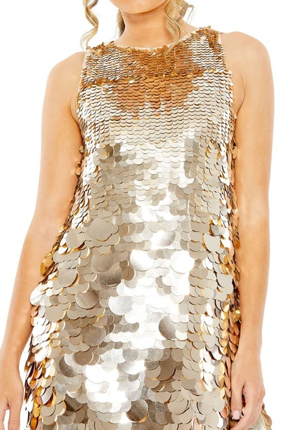 Shop Mac Duggal Sleeveless Disc Sequin Trapeze Cocktail Dress In Gold