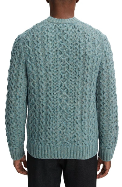 Shop Vince Aran Cable Crewneck Wool & Cashmere Sweater In H Mineral Green