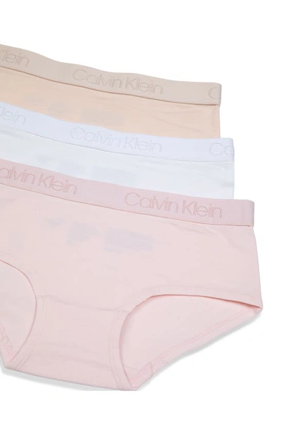 Shop Calvin Klein Kids' Assorted 3-pack Hipster Briefs In Crystal Pink/ White/ Beige