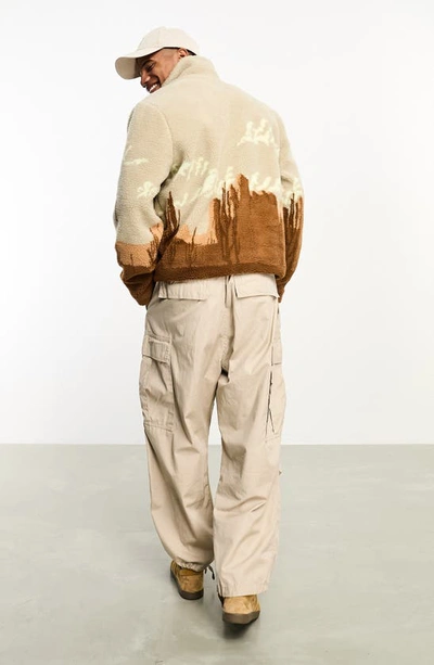 Shop Asos Design Fleece Walking Jacket In Neutral
