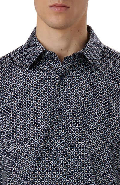 Bugatchi Men's Ooohcotton Tech James Geometric Long-sleeve Shirt In Turquoise