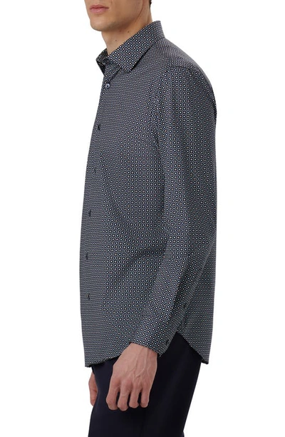 Bugatchi Men's Ooohcotton Tech James Geometric Long-sleeve Shirt In Turquoise